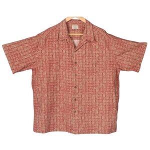 LL Bean Men’s Short Sleeve Button Down Shirt Hawaiian Aztec Print Size XL